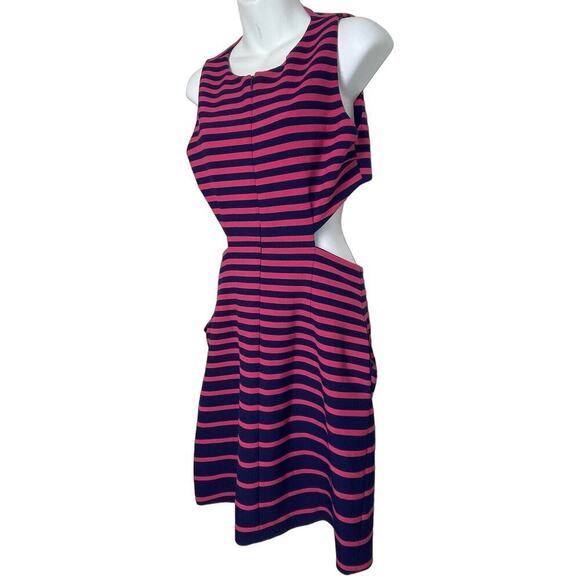 Thakoon Addition Short Sleeve Cut Out Back Dress Pink Navy Blue Style Size 6 - Picture 4 of 16